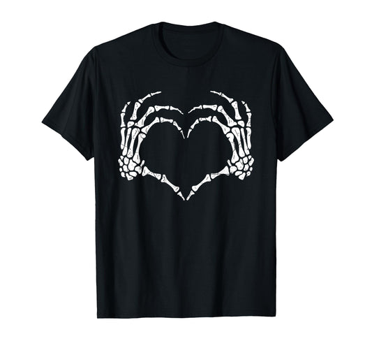 Skeleton Hands Heart Sign Halloween Costume Men Women Kids T-Shirt