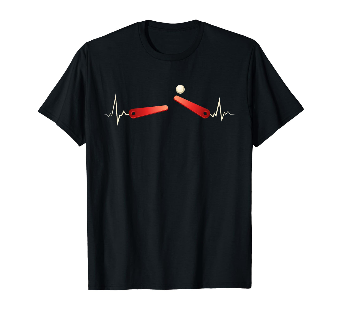 Pinball Heartbeat Funny Pinballer Flipping Ball EKG Flipper T-Shirt, Small, Black
