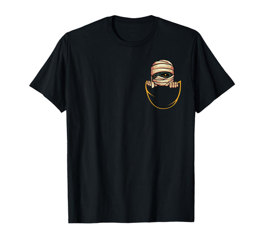 Pocket Mummy Lazy Halloween Costume Funny Monster T-Shirt