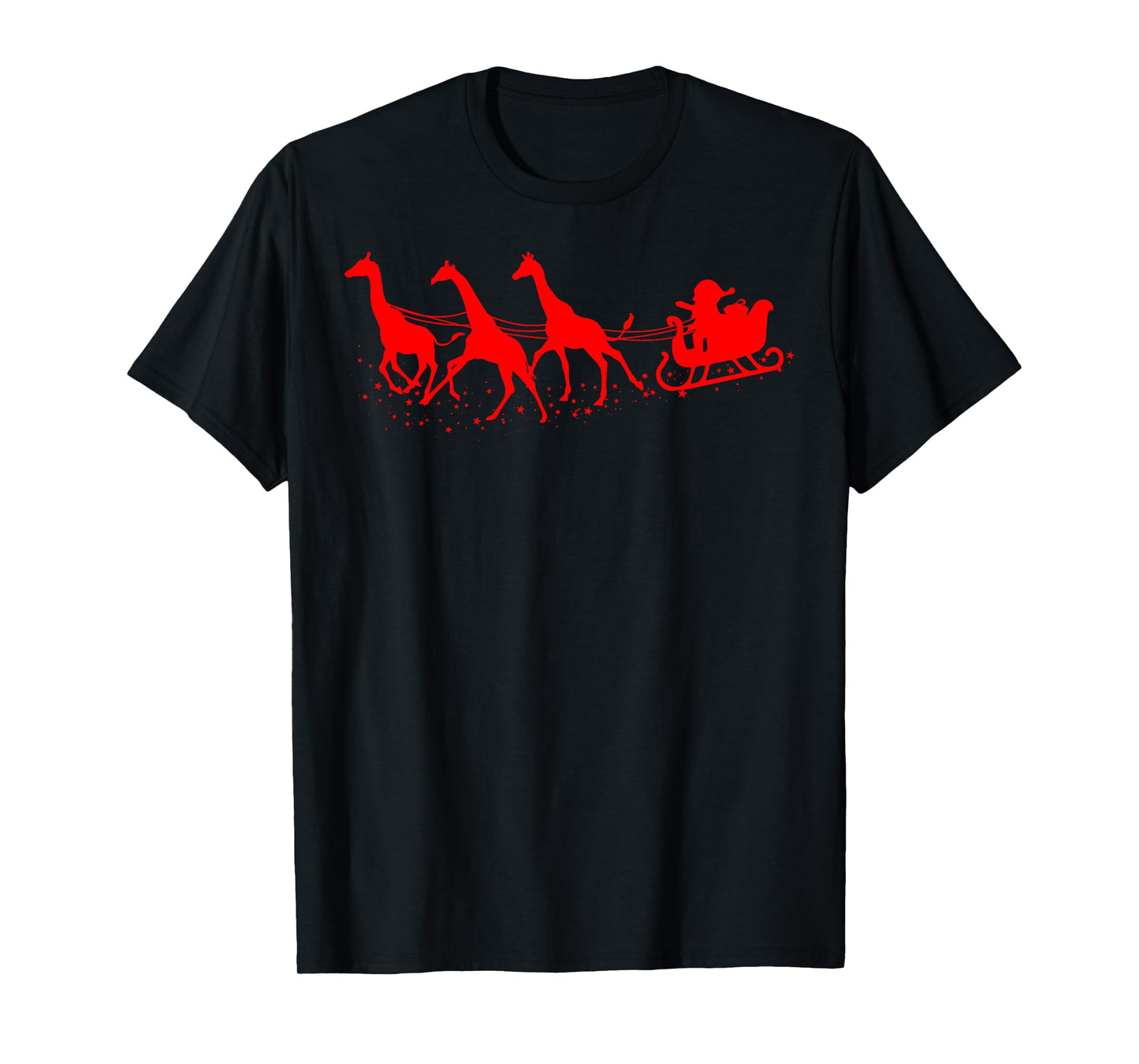 Santa Sleigh Giraffe Christmas | Camelopard Fans Gift T-Shirt