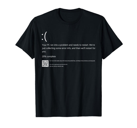Blue Screen of Death IT Geek Halloween Party DIY Costume Tee T-Shirt