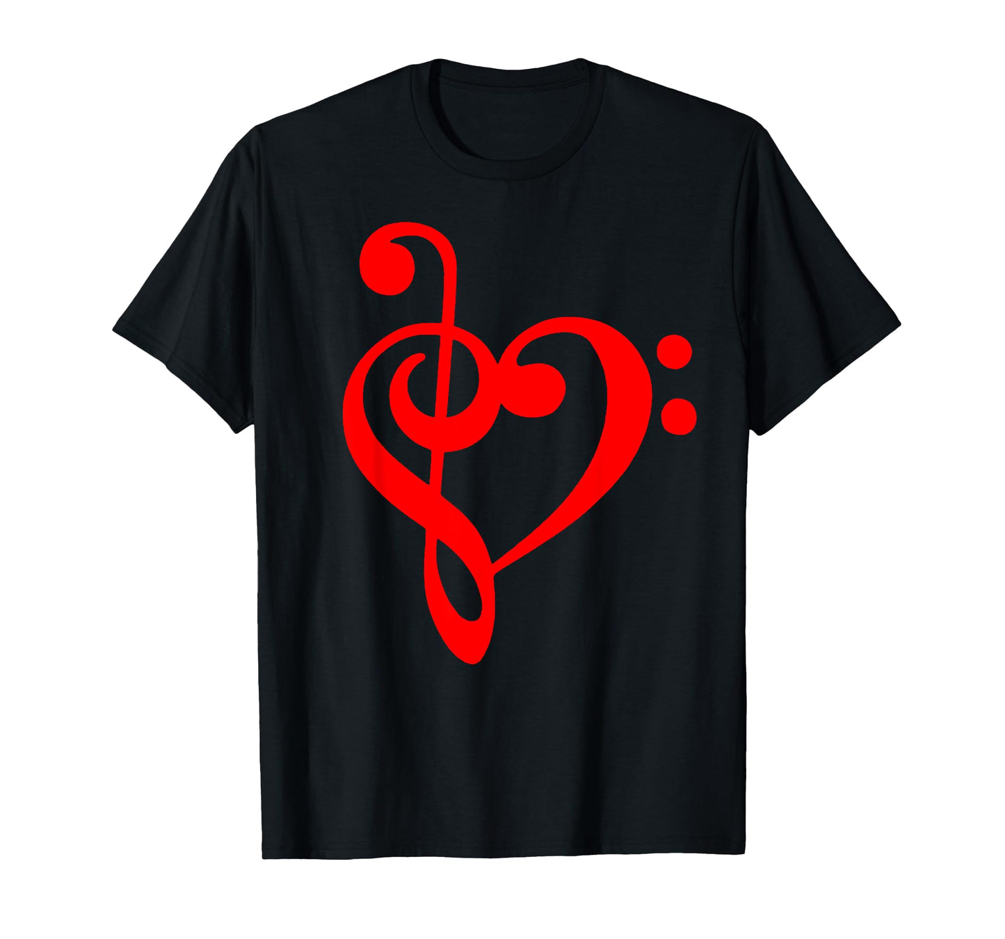 Nerdy Clef Notes Heart Love Music Musician Band Geek Red T-Shirt