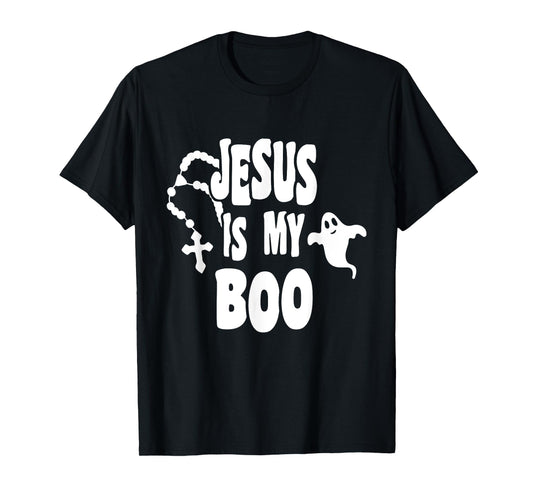 Jesus Is My Boo Ghost Christian Funny Halloween Retro Groovy T-Shirt