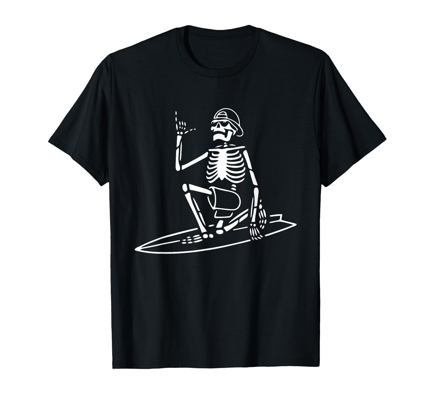 Skeleton Surfing Lazy Halloween Costume Skull Bones Surfer T-Shirt