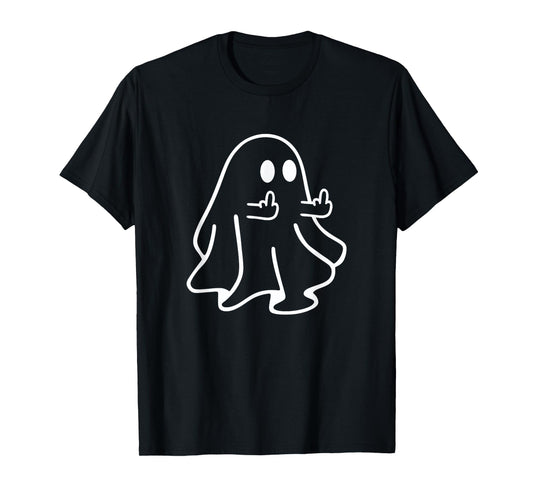 Cute Funny Halloween Ghost Giving the Middle Finger T-Shirt