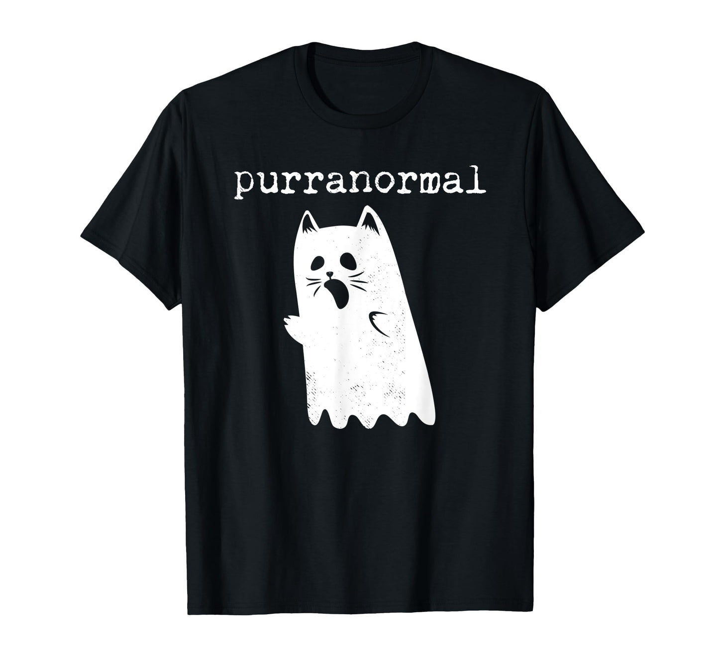 Purranormal Funny Cat Halloween T Shirt Paranormal Ghost Tee T-Shirt for Men Women Kids