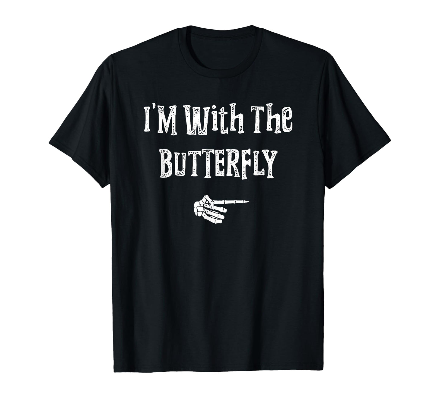 I'm With Butterfly Halloween Costume Funny Couples Matching T-Shirt