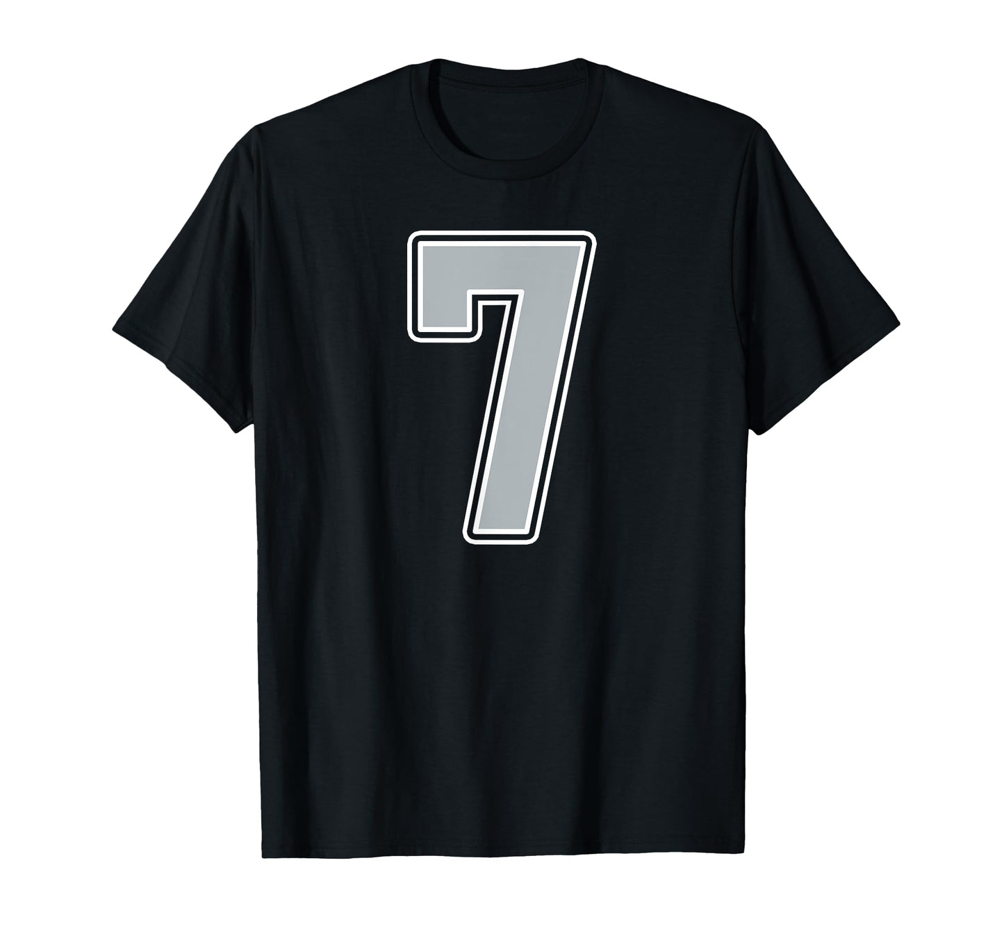 Silver Black White Number 7 Jersey Player Uniform #7 T-Shirt