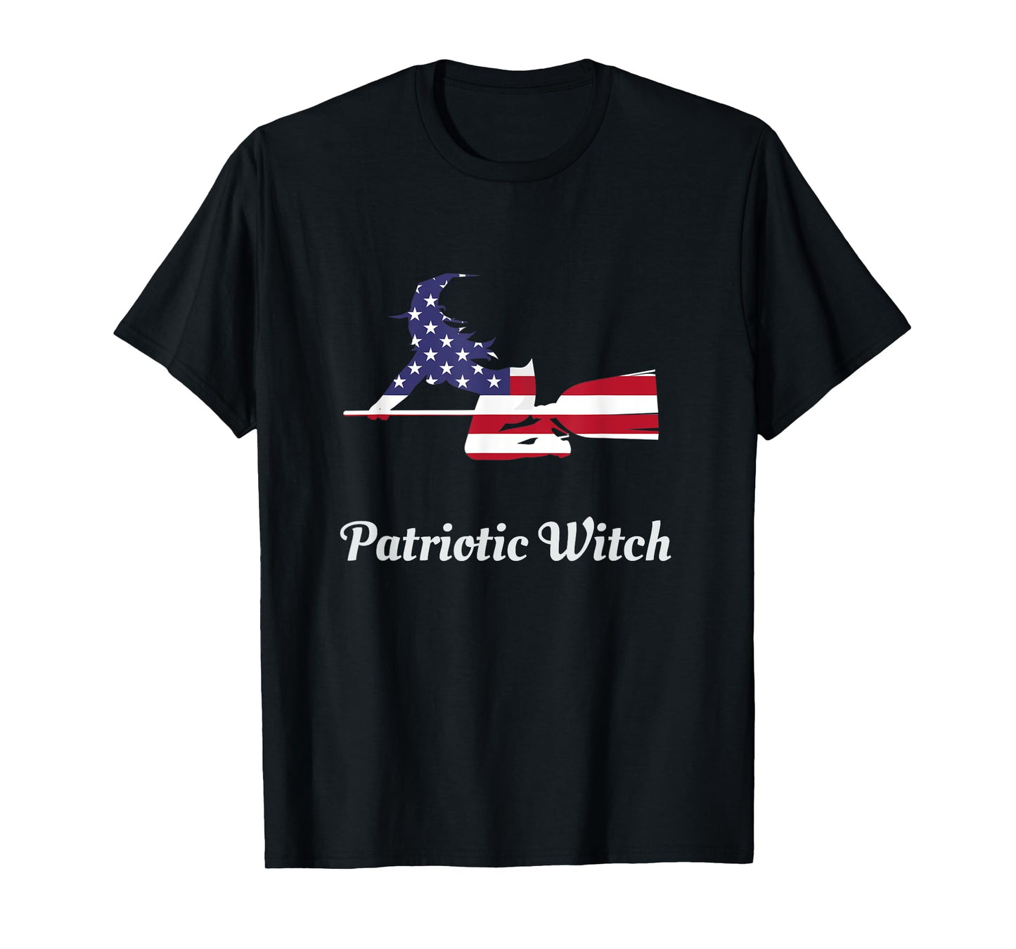 Halloween Patriotic Witch T Shirt - USA American Flag Tee Women Kids Men T-Shirt