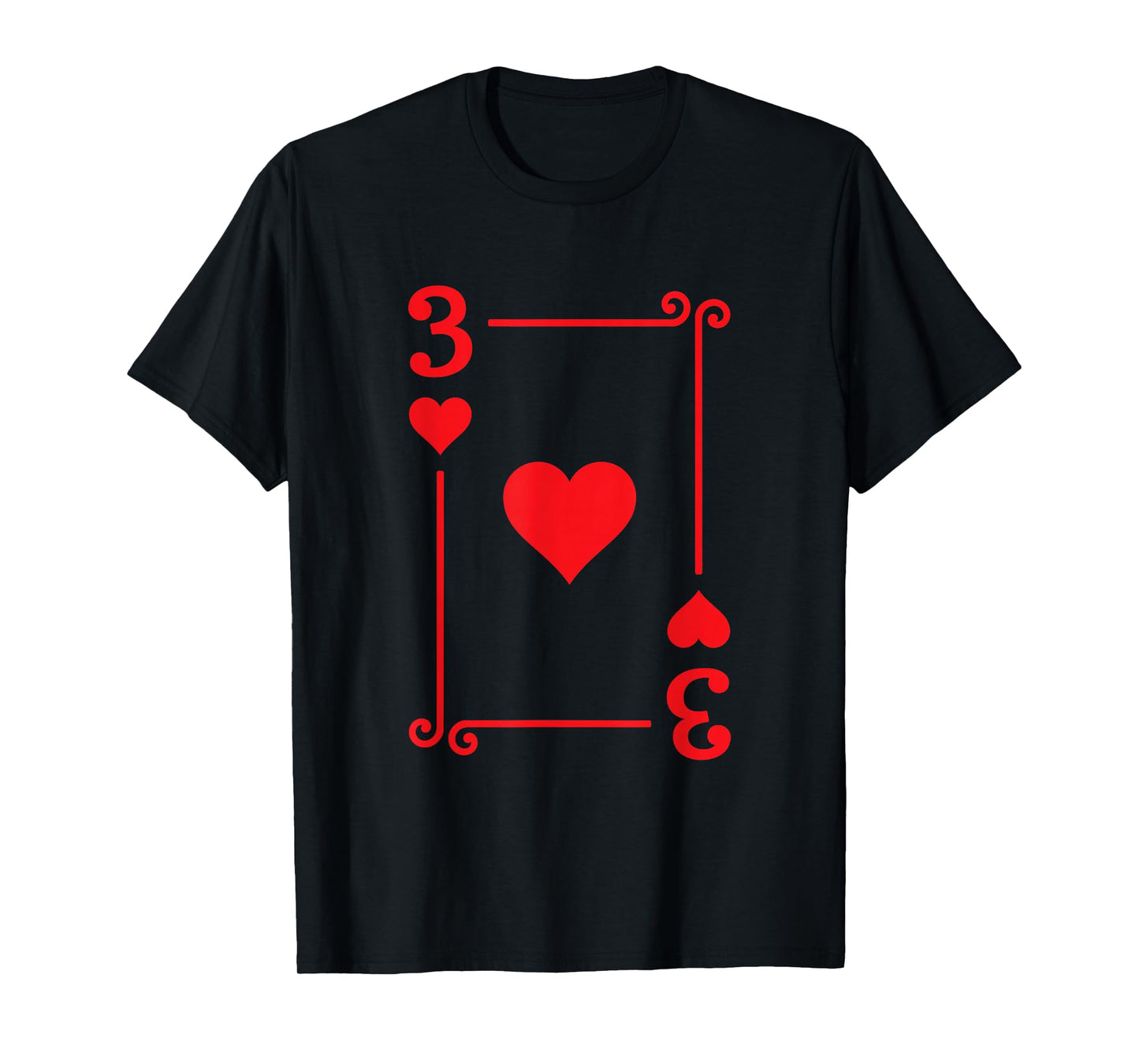 Playing Cards Graphic - Red Three Card - 3 Hearts T-Shirt