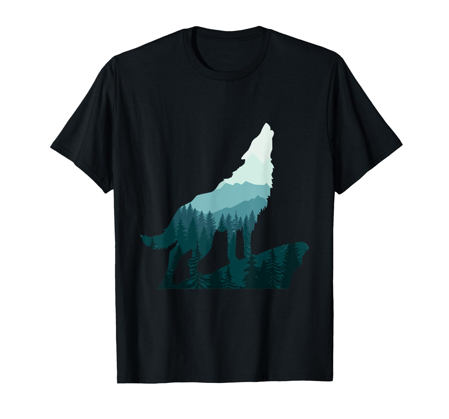 Landscape Outdoor Nature Forest Mountains Camping Wolf Howls T-Shirt