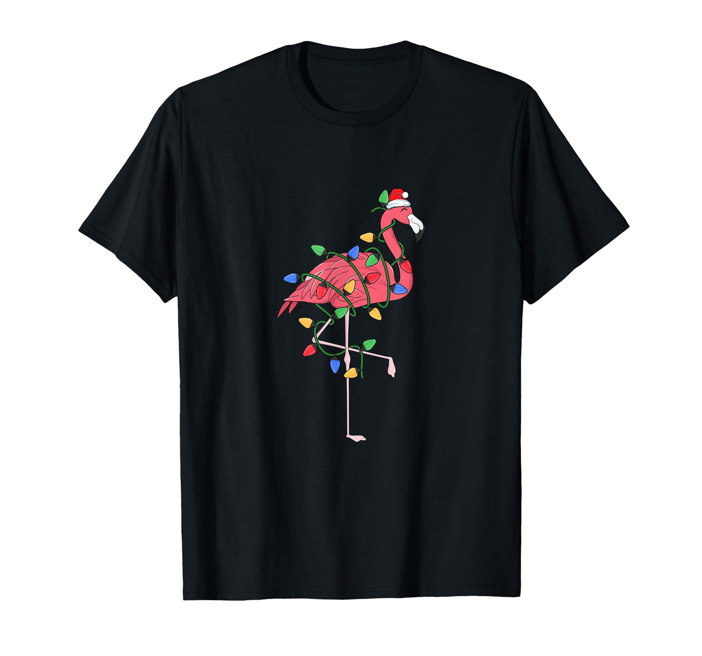 Flamingo Christmas Tree Lights Xmas Kawaii Pink Bird Lover T-Shirt