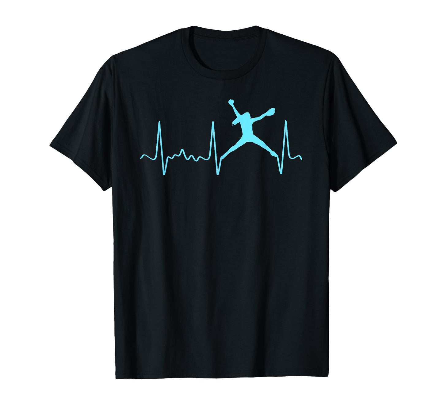 Light Blue Softball Pitcher Heartbeat - Fastpitch Softball T-Shirt