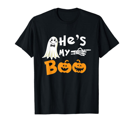 He's My Boo Matching Halloween Costumes For Couples T-Shirt