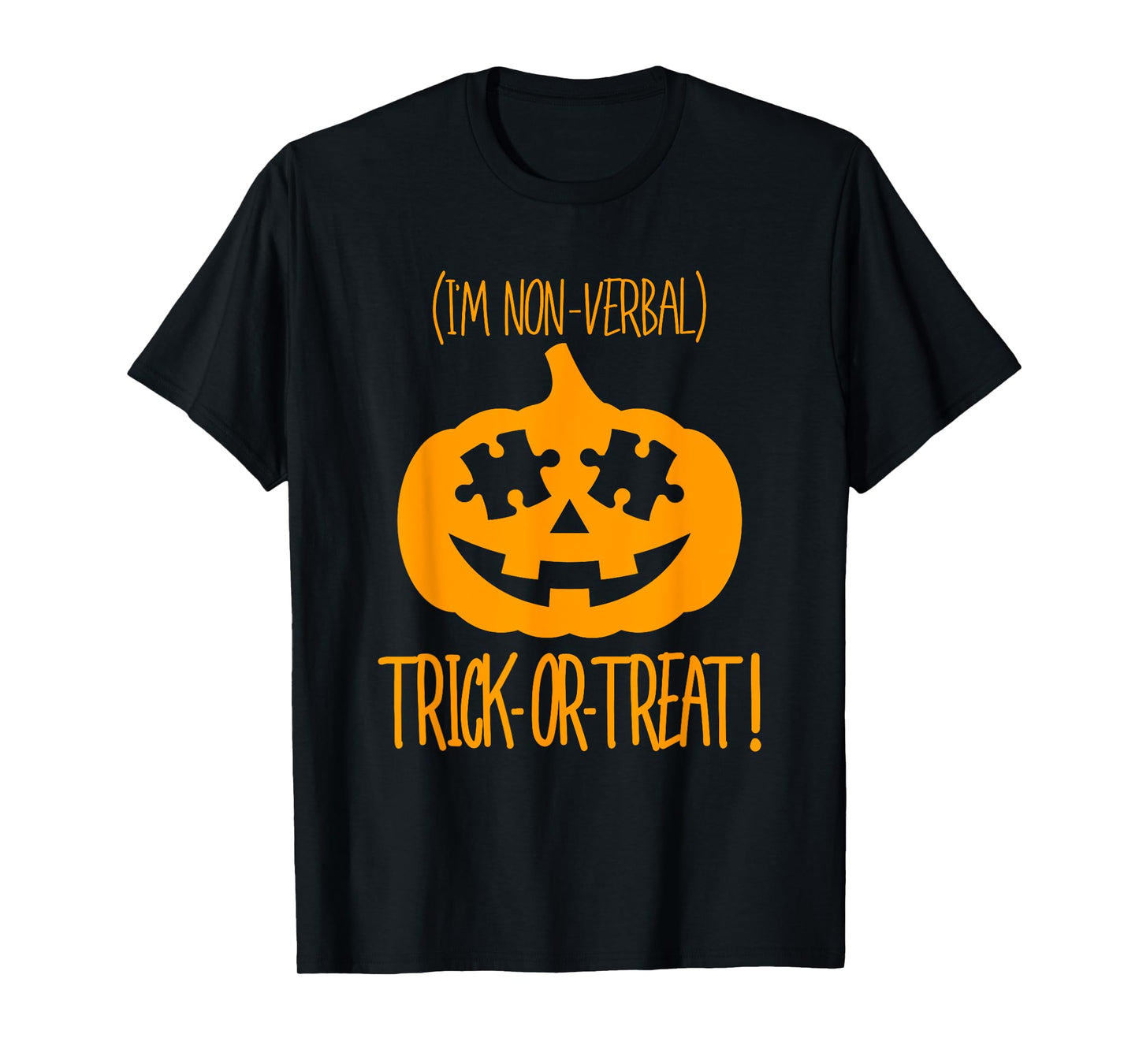 Trick or Treat Non-Verbal Halloween Pumpkin Autism Awareness T-Shirt