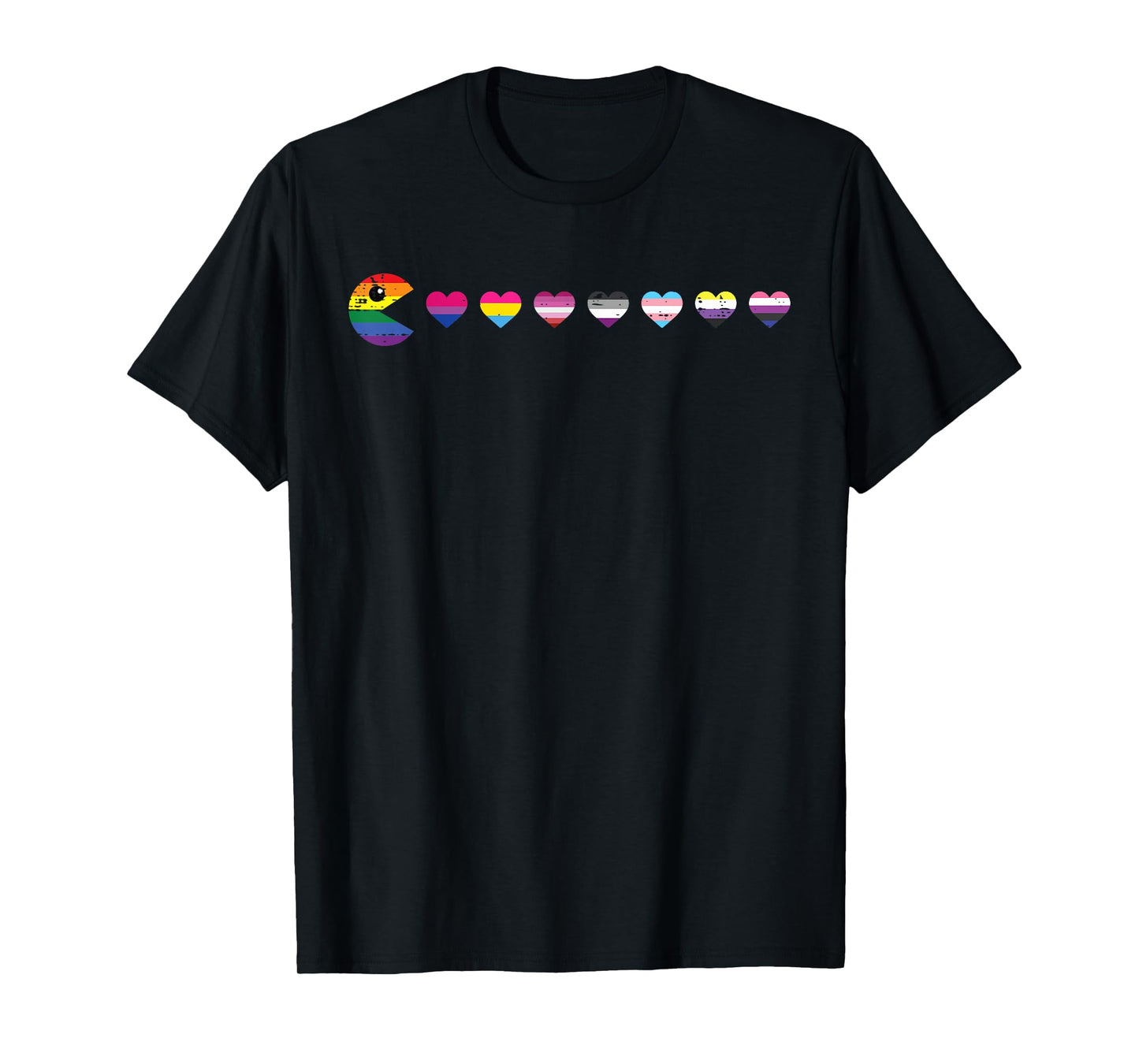 Gay Pride Eating Hearts LGBTQ Ally Gamer Boys Teen Kids Men T-Shirt