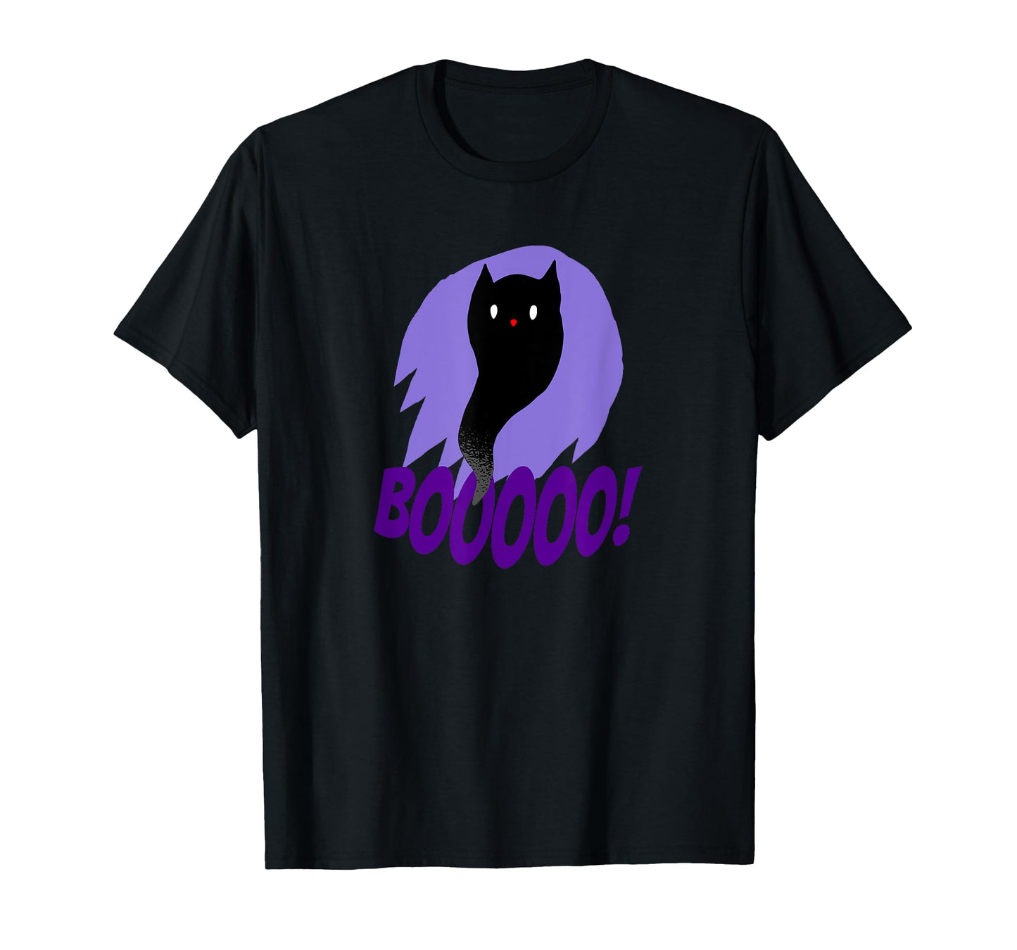 BOOOOO Halloween Cat Ghost Purple Halloween T-Shirt