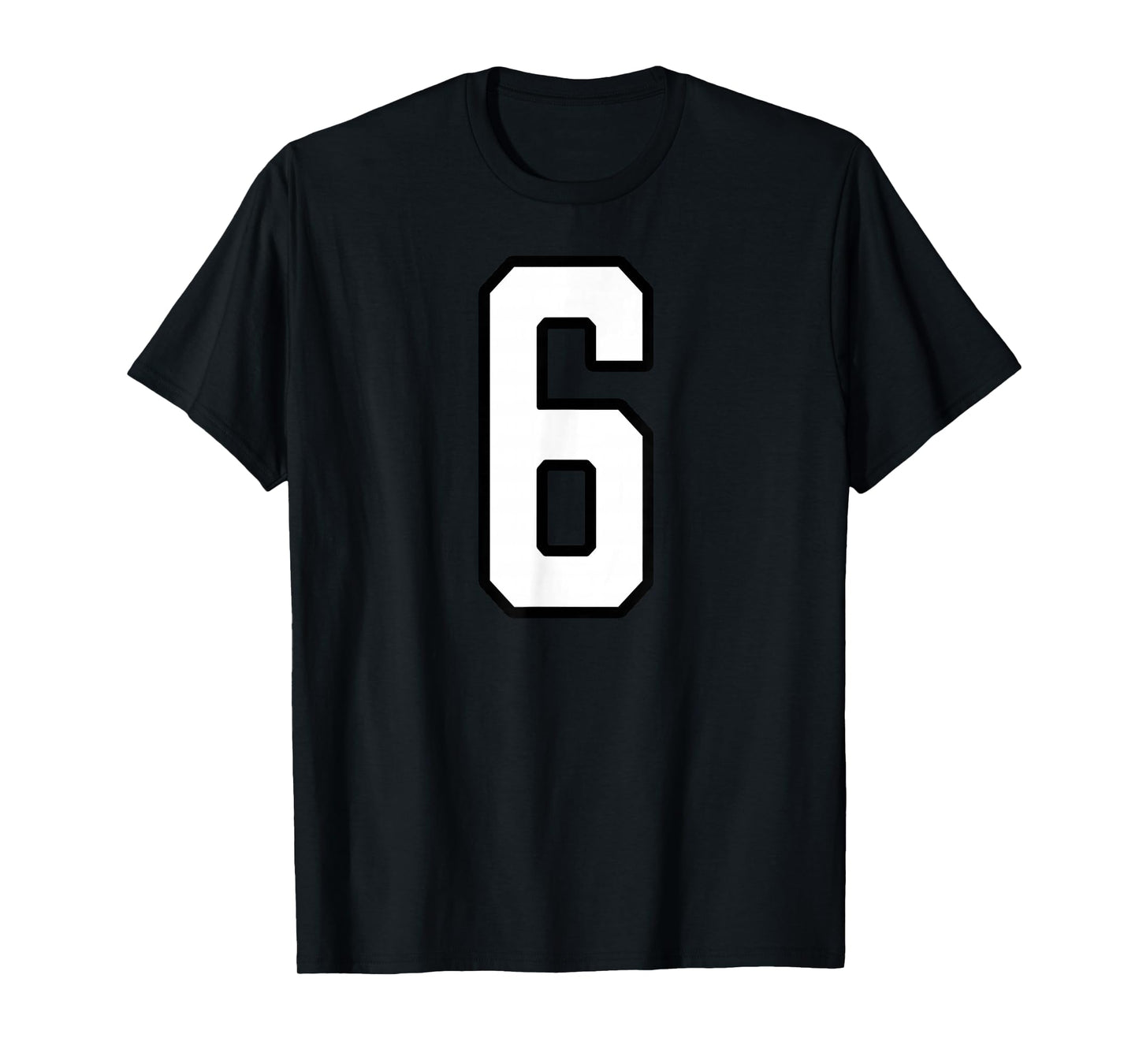 White and Black Sports Number 6 Jersey Uniform Player T-Shirt