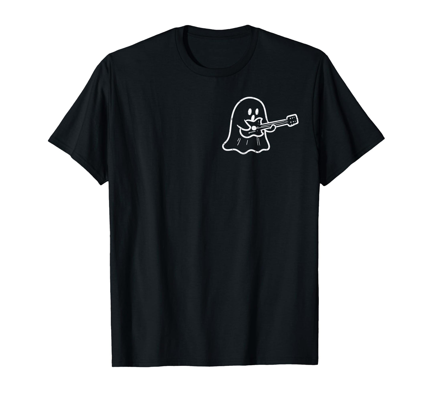 Ghost Playing Guitar Pocket Halloween Costume Men Women Kids T-Shirt