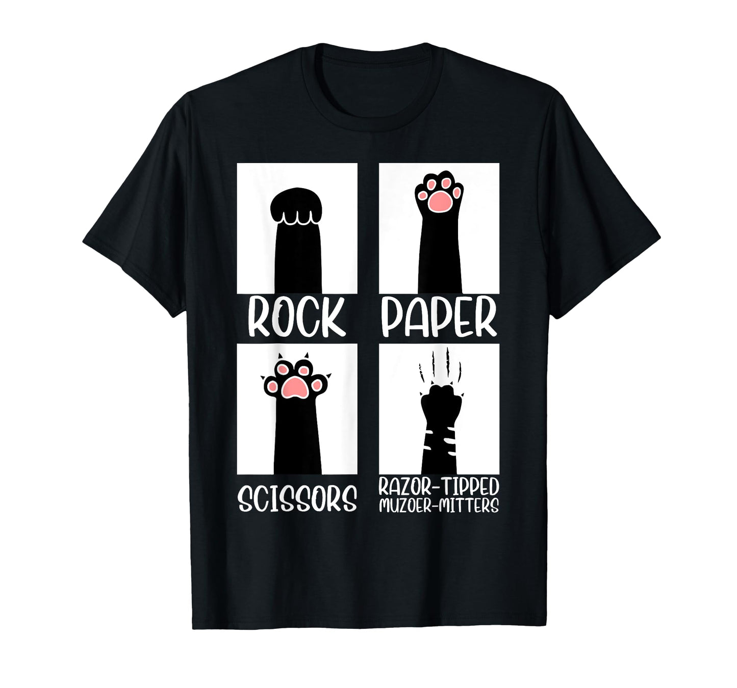 Rock Paper Scissors Hand Game Cute Paw Funny Cat Men Women T-Shirt
