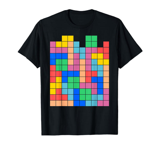 Geeky Tetrominoes Block Puzzle Video Game Math Teacher Nerd T-Shirt