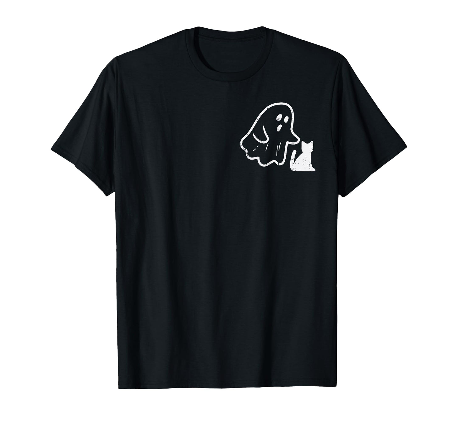 Ghost Cat Pocket Funny Halloween Costume Men Women Kids T-Shirt