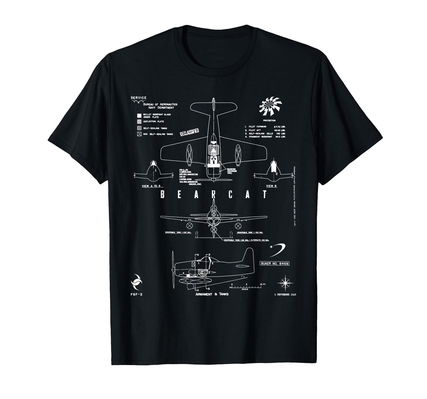 Grumman F8F-2 Bearcat Armament And Tanks Fighter Aircraft T-Shirt