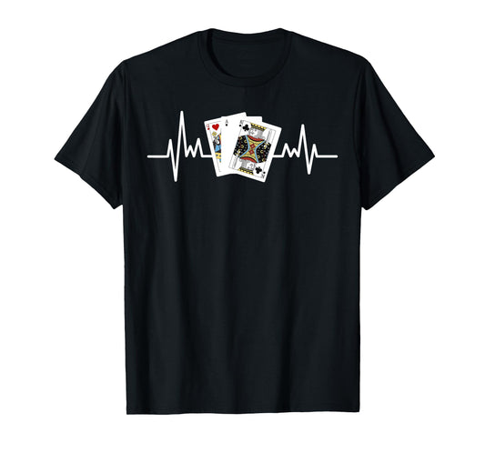 Pinochle Shirt Euchre Gifts Card Game Player Heartbeat T-Shirt