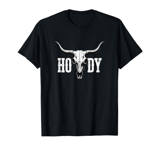 Cowboy Rodeo Howdy Western Cow Skull Rustic Texas Ranch T-Shirt