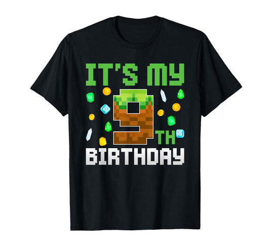 Birthday Boy Shirt It's My 9th Birthday Video Game Pixel T-Shirt