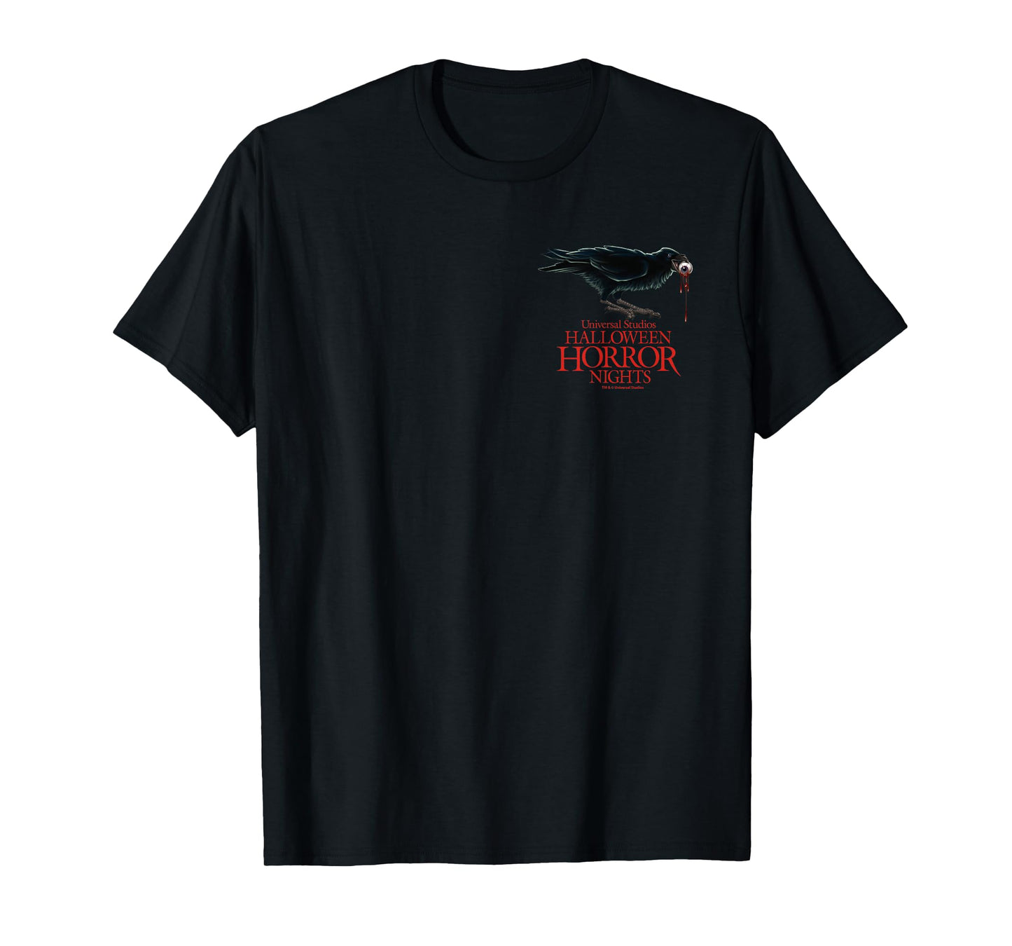 Halloween Horror Nights Raven Logo & Never Go Alone 2 Sided T-Shirt