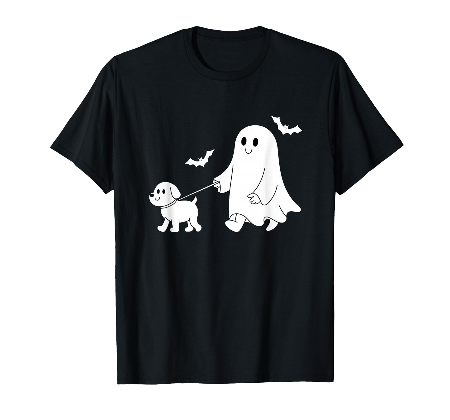 Funny Halloween Ghost Walking Dog Cute Ghost and Dog Lover T-Shirt