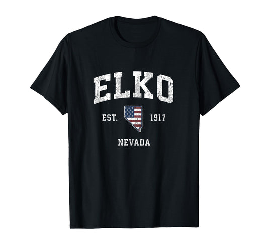 Elko Nevada NV Vintage American Flag Sports Design T-Shirt