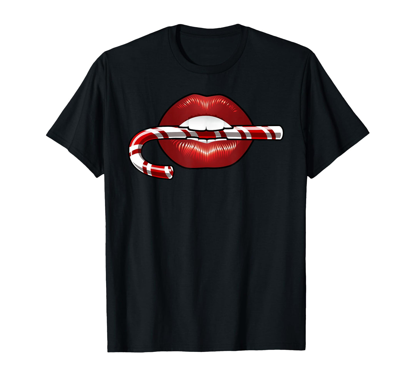 Sexy Candy Cane lips novelty Holiday Candy Cane T-Shirt