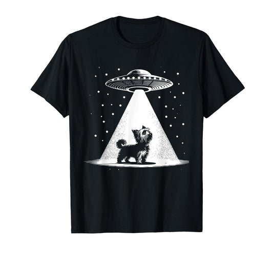 Teacup Yorkie Mom Dad Dog - Funny Alien UFO Men Women T-Shirt