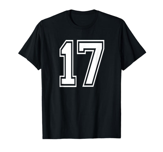 Number 17 Numbered Uniform Sports Jersey Team 17th Birthday T-Shirt