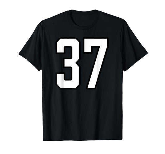 White and Black Sports Number 37 Jersey Uniform Player T-Shirt