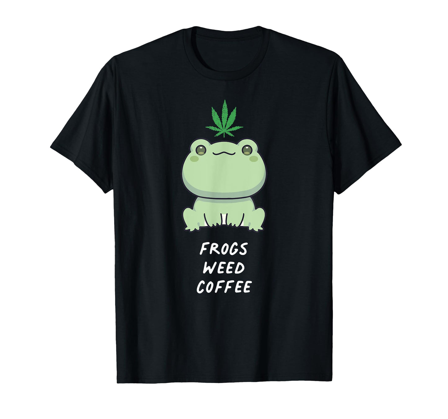 Frogs Weed Coffee Kawaii Aesthetic Cannabis Marijuana Leaf T-Shirt