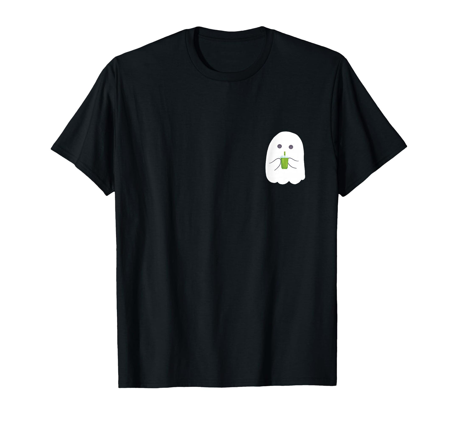 Halloween Cute Little Ghost drinking green Matcha Tea T-Shirt