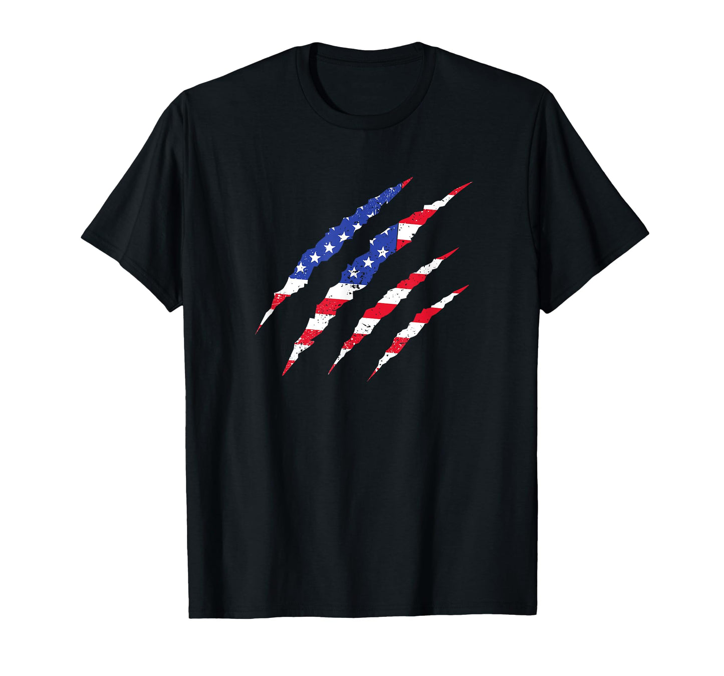 Ripped American Flag Bear Claw Scratch USA Pride Art T-Shirt