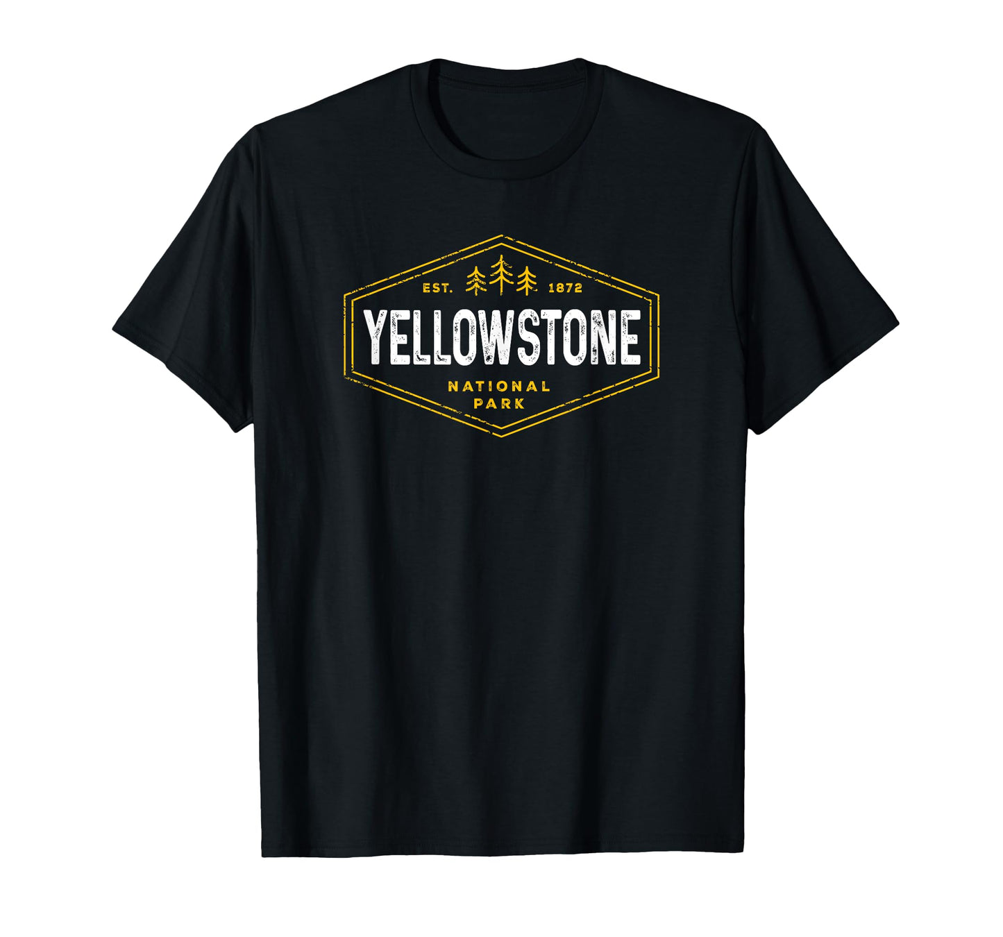 Yellowstone National Park Shirt Vintage Hexagon Badge Hike T-Shirt