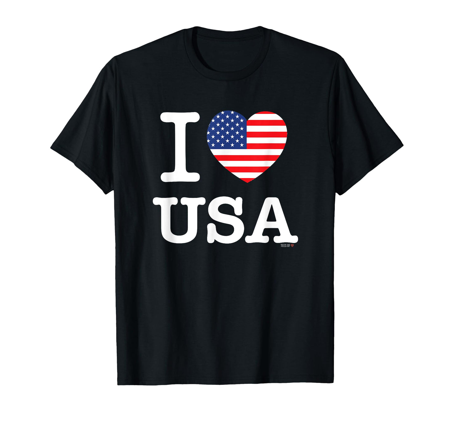 I Love USA T-Shirt White United States of America Flag Heart T-Shirt