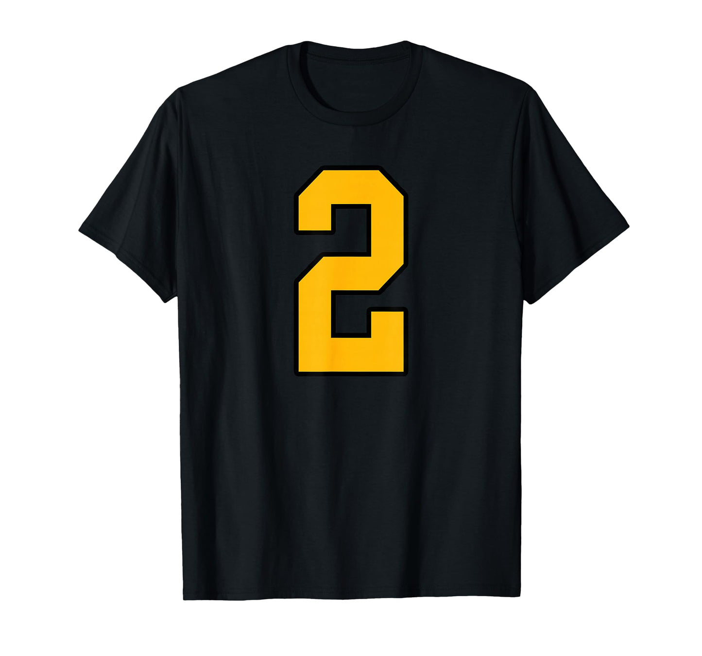 Gold and Black Sports Number 2 Jersey Uniform Player T-Shirt