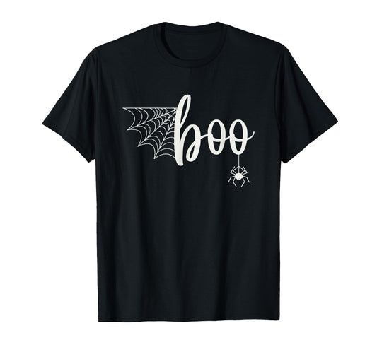 Boo Spider Web Halloween Spooky Spider Design With Creepy T-Shirt