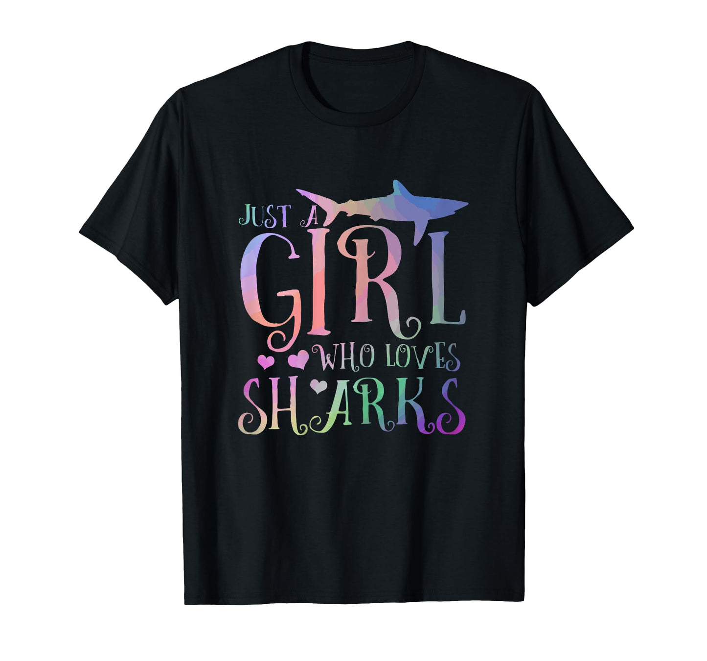 Just A Girl Who Loves Sharks Funny Watercolor Fishing Gift T-Shirt