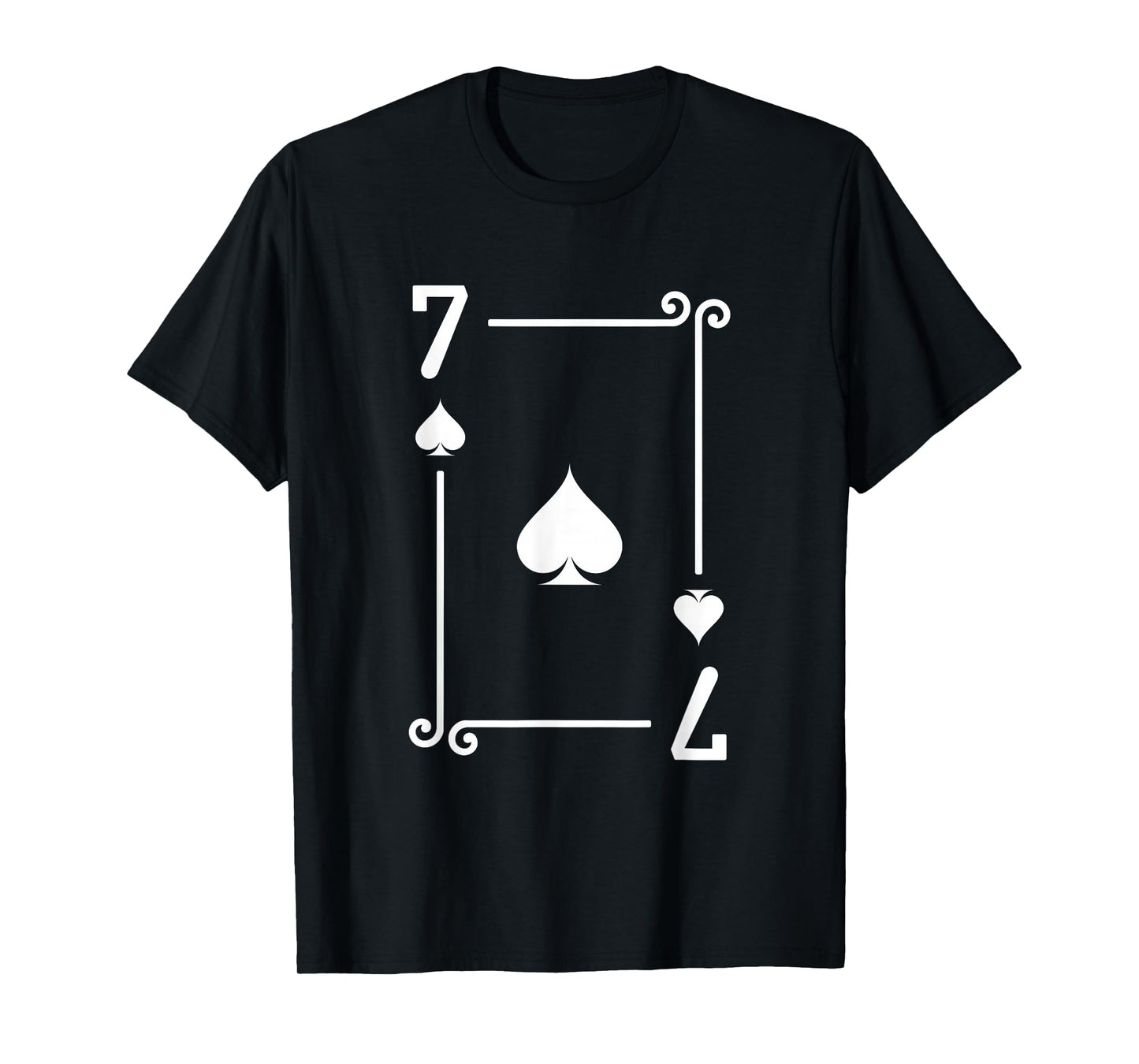 7 Spades Playing Card Graphic - White Seven Card T-Shirt