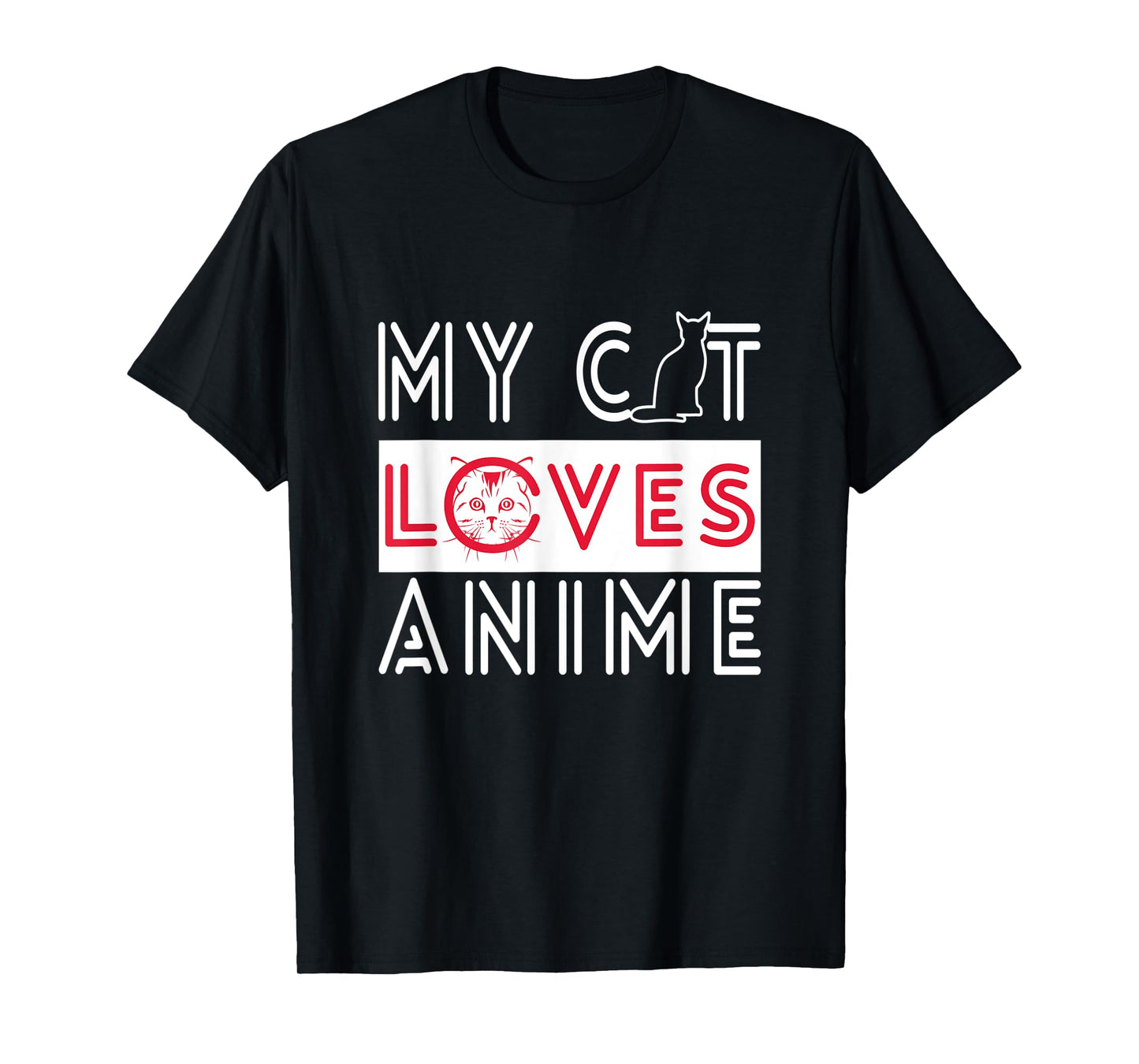 My Cat Loves Anime - Cats love Watching TV T-Shirt for Men Women Kids