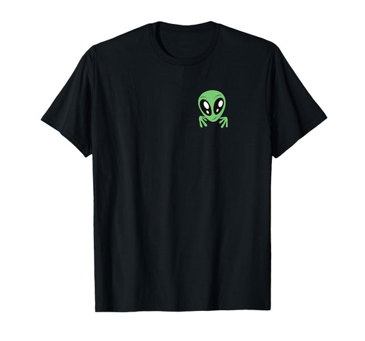 Green Alien in a Bag, Fun Sci-Fi Graphics T-Shirt