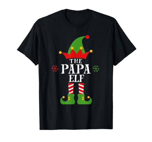 Papa Elf Funny Matching Family Christmas Pajama For Mens Dad T-Shirt