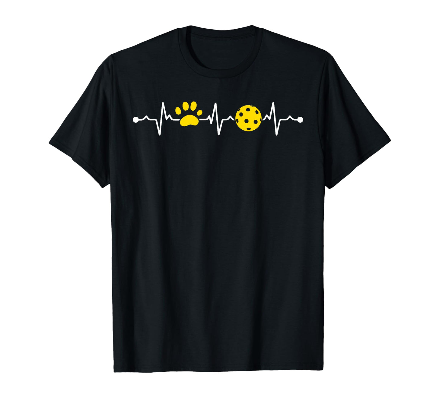 Funny Pickleball Player Heartbeat Dog Paw Heartbeat T-Shirt